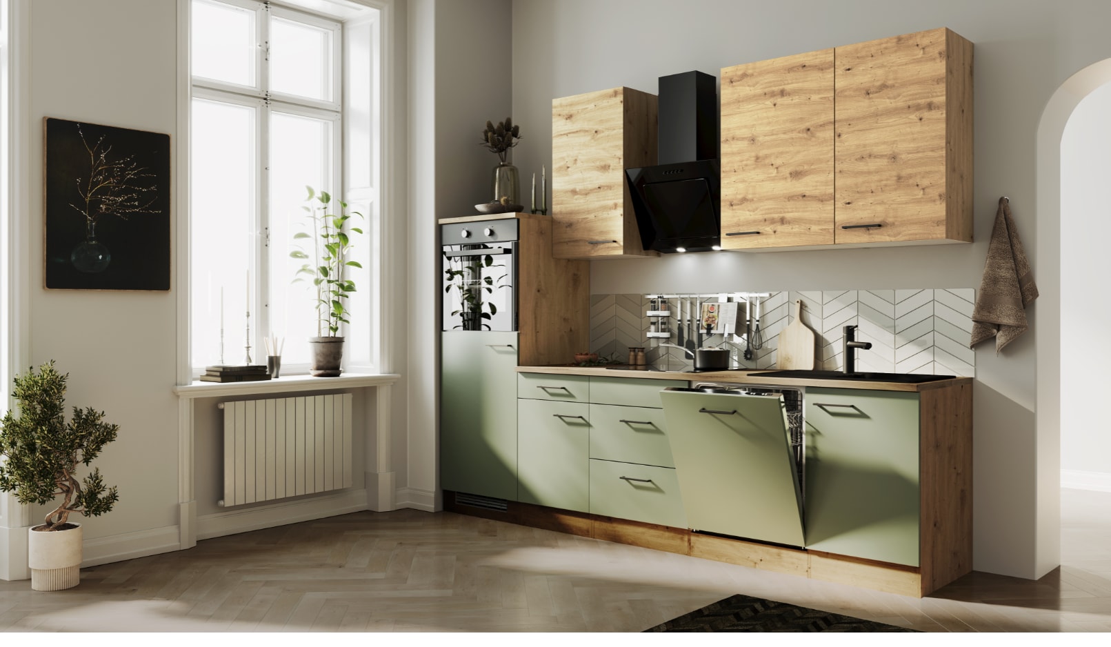 Flex-Well Cara K&uuml;chenzeile Schwarz Upgrade G-280-2315-085 