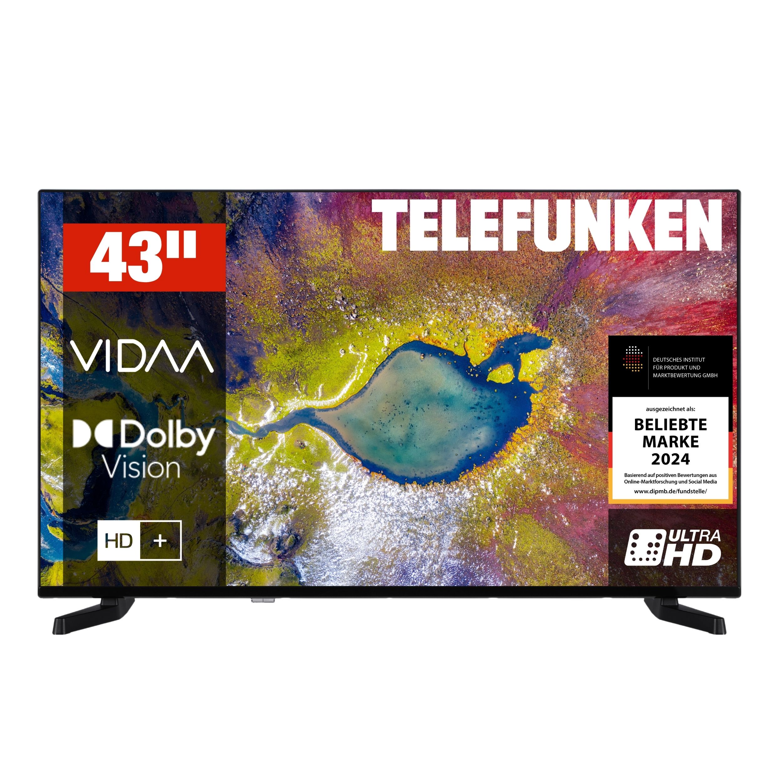 Telefunken D43U790B2CW Fernseher 43 Zoll Smart TV VIDAA (4K UHD, HDR Dolby Vision, HD+ 6 Monate, Triple-Tuner) 