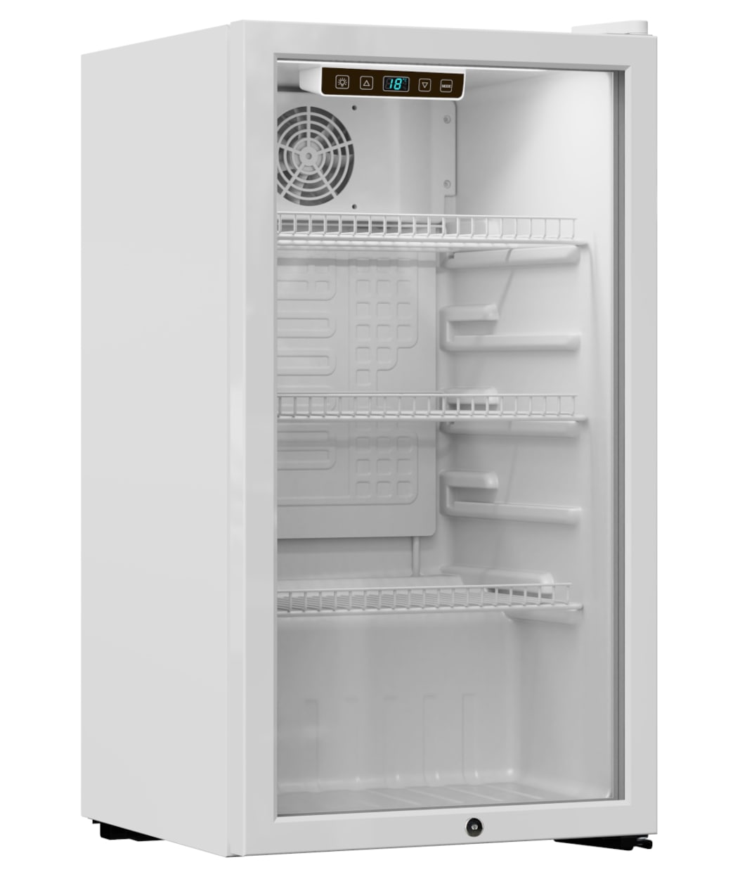 PKM Glast&uuml;rk&uuml;hlschrank GKS83W - Weiss; 89 L Nutzinhalt; EEK: C, Ma&szlig;e (HxBxT in cm)  83,00 x 44,50 x 47,00, inkl. Schloss, blaue LED-Beleuchtung 