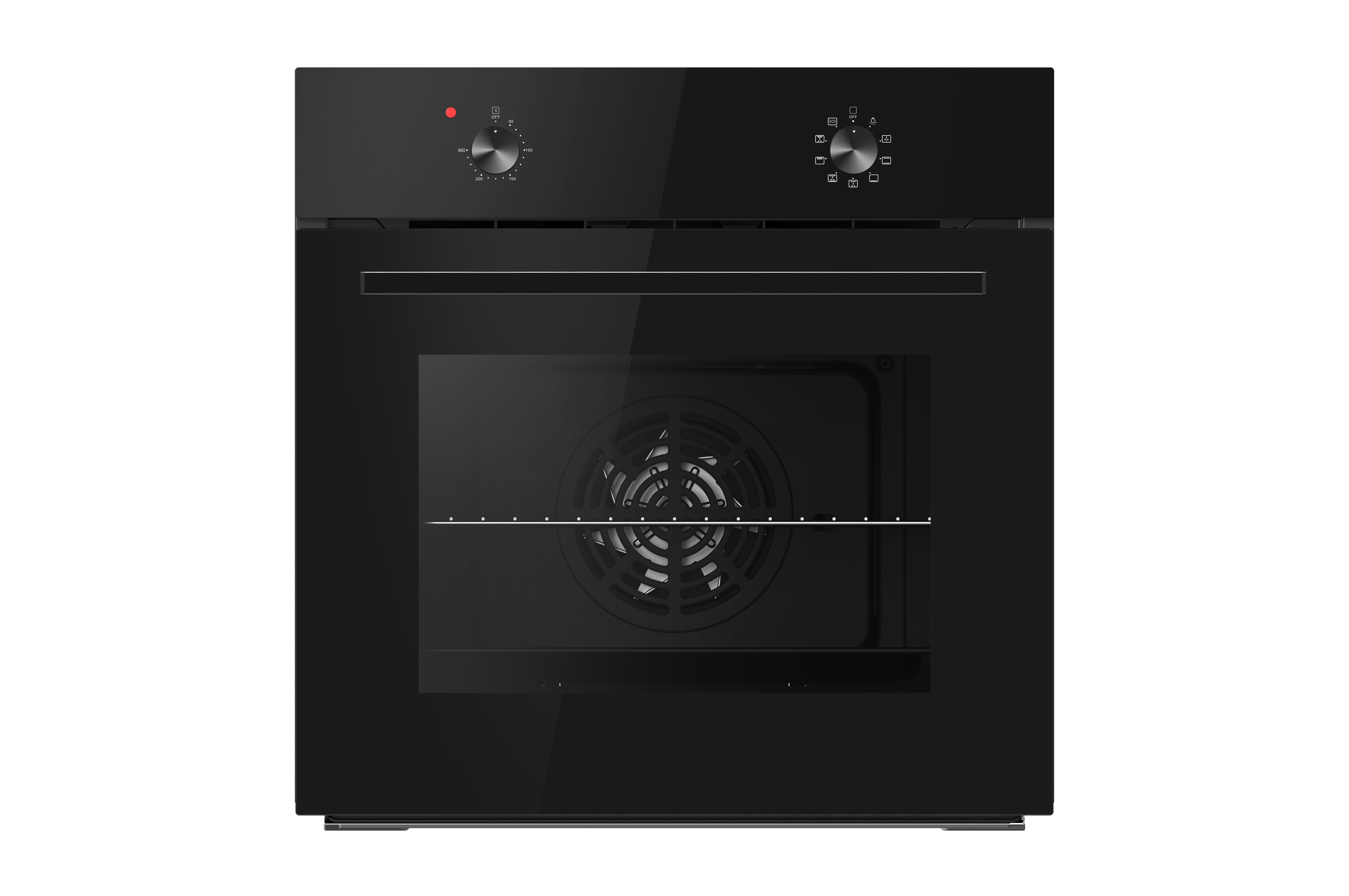 PKM Einbaubackofen EB7B - Einbaubackofen mit schwarzer Glasblende, 64 L, 8 Funktionen 