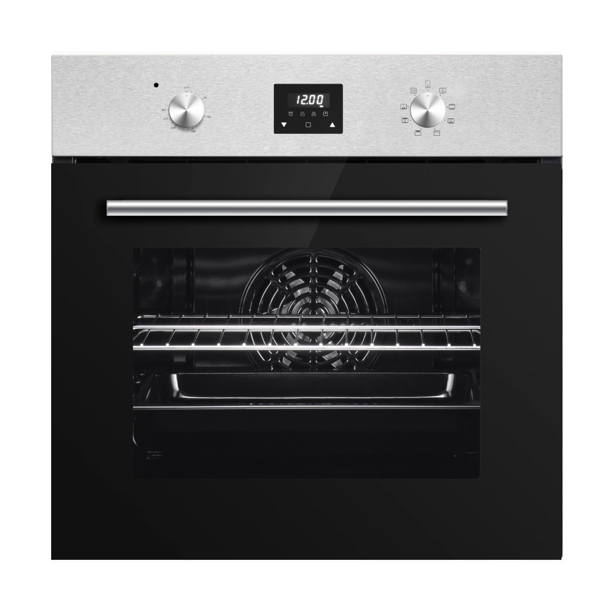PKM Einbaubackofen EB7IXD - Einbaubackofen mit Edelstahlblende und Display, 64 L, 8 Funktionen 