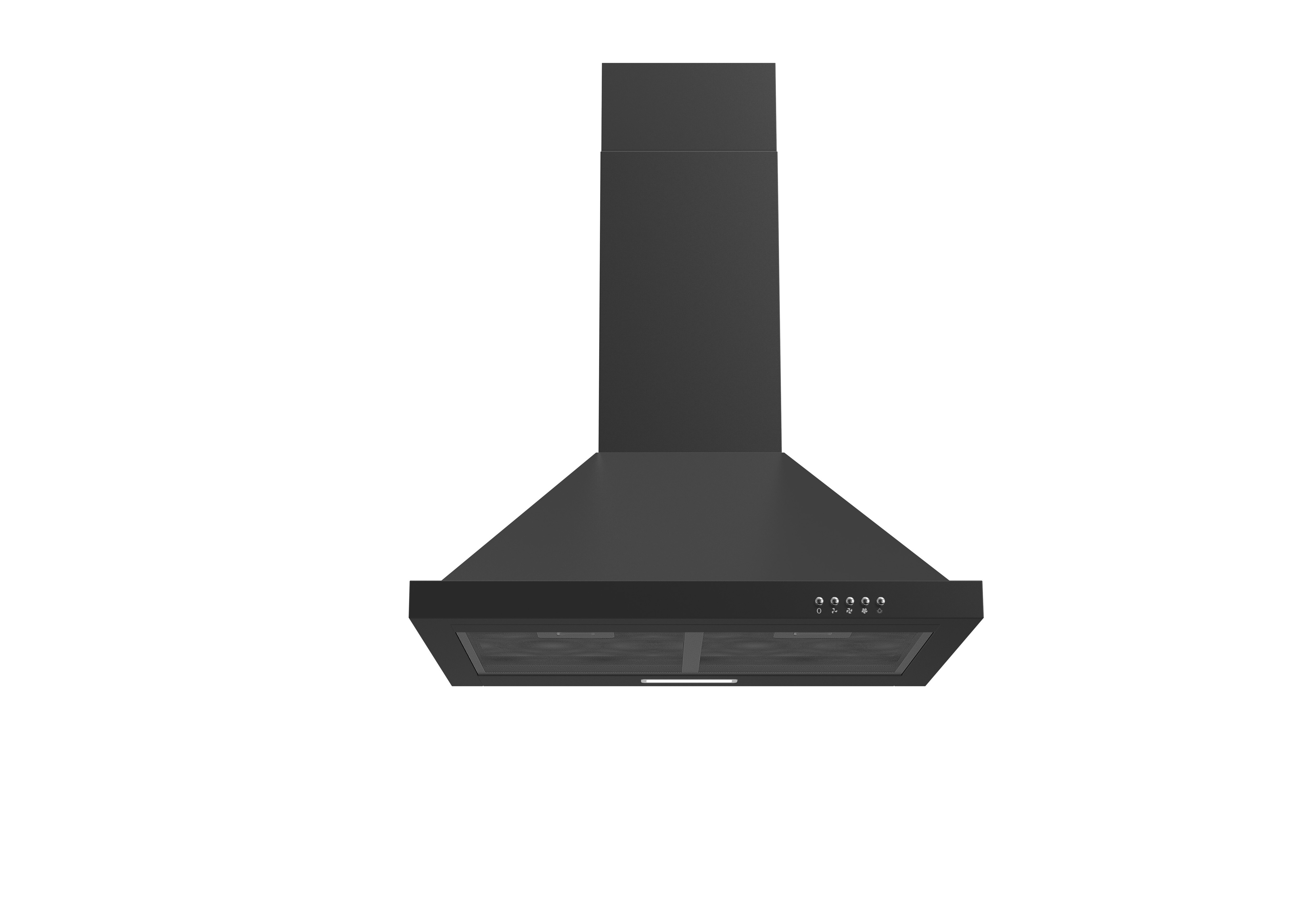 PKM Dunstabzugshaube 6090BV - Kaminhaube schwarz lackiert mit 2 Fettfiltern; 350 m&sup3;/h, LED-Beleuchtung 1 X 1,50 Watt, 60 cm breit, EEK A++ 