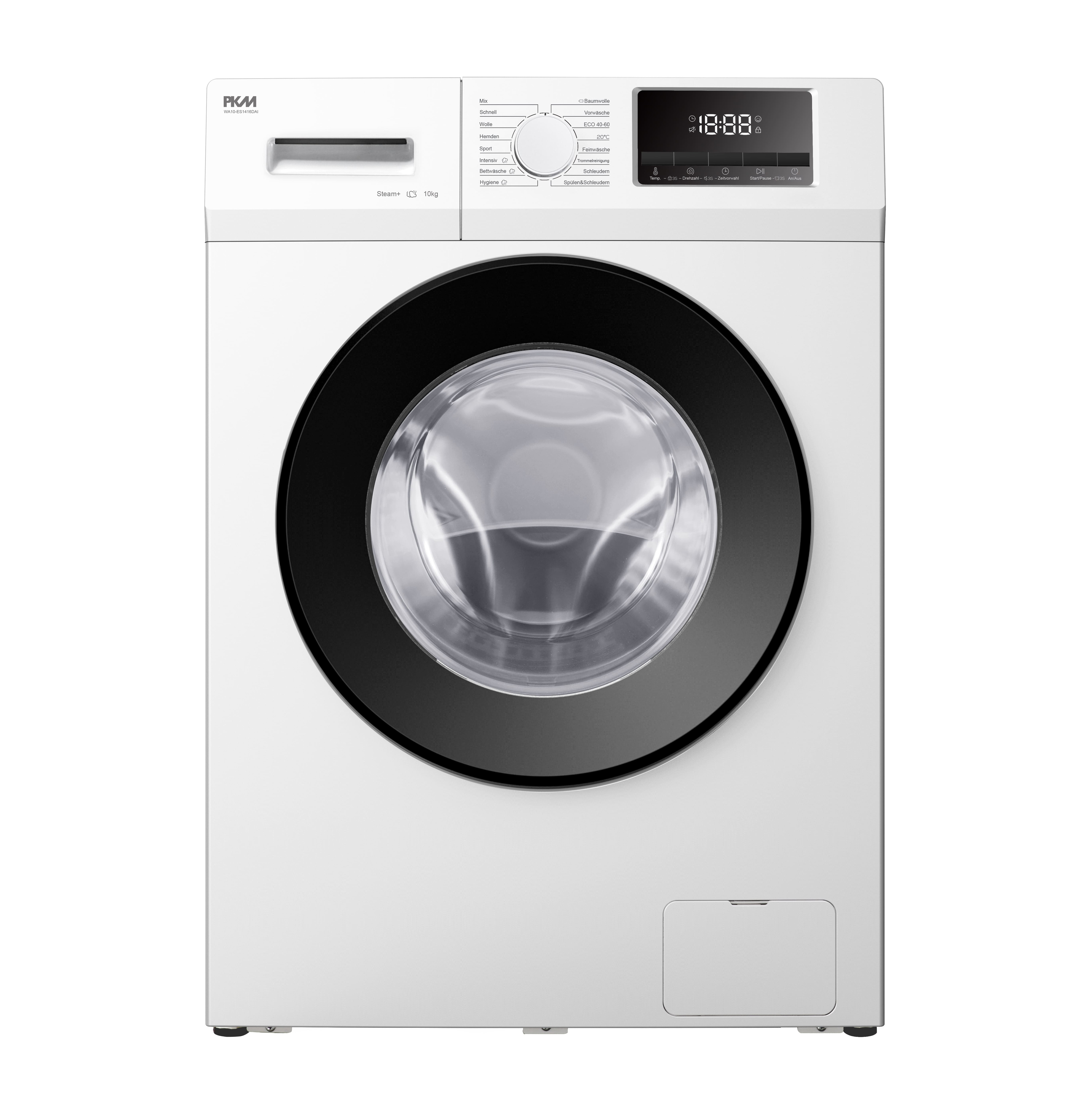 PKM Waschmaschine WA10-ES1416DAI - Frontlader, 10 KG; EEK A; elektronische Programmsteuerung, Display, Inverter Motor, Steam, Aqua Stop 