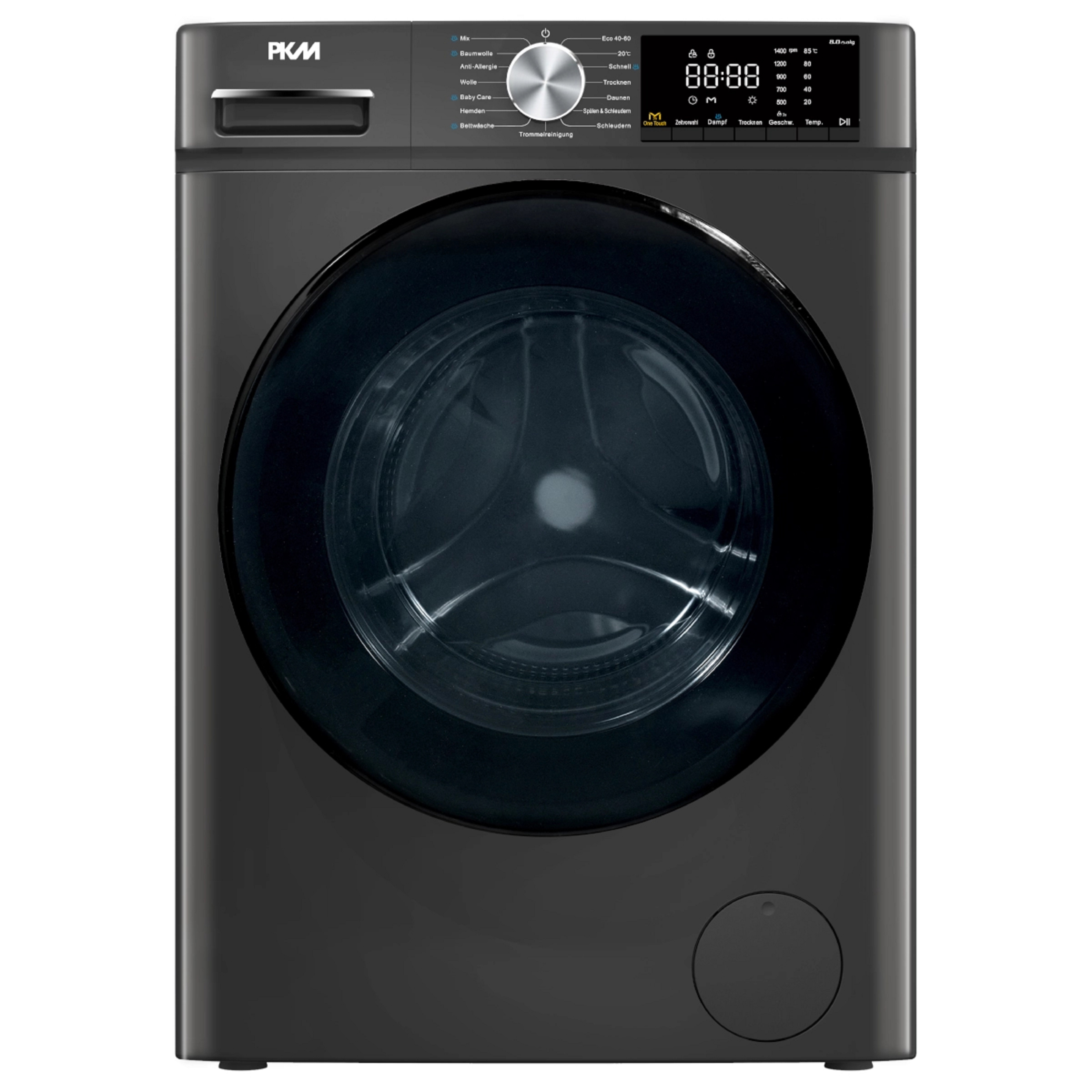 PKM Waschtrockner WT8+5ADG - Frontlader,  8 KG Waschen / 5 Kilo Trocknen; EEK: A / D ; 1400 UpM , &uuml;bersichtliches Display, Dunkelgrau 