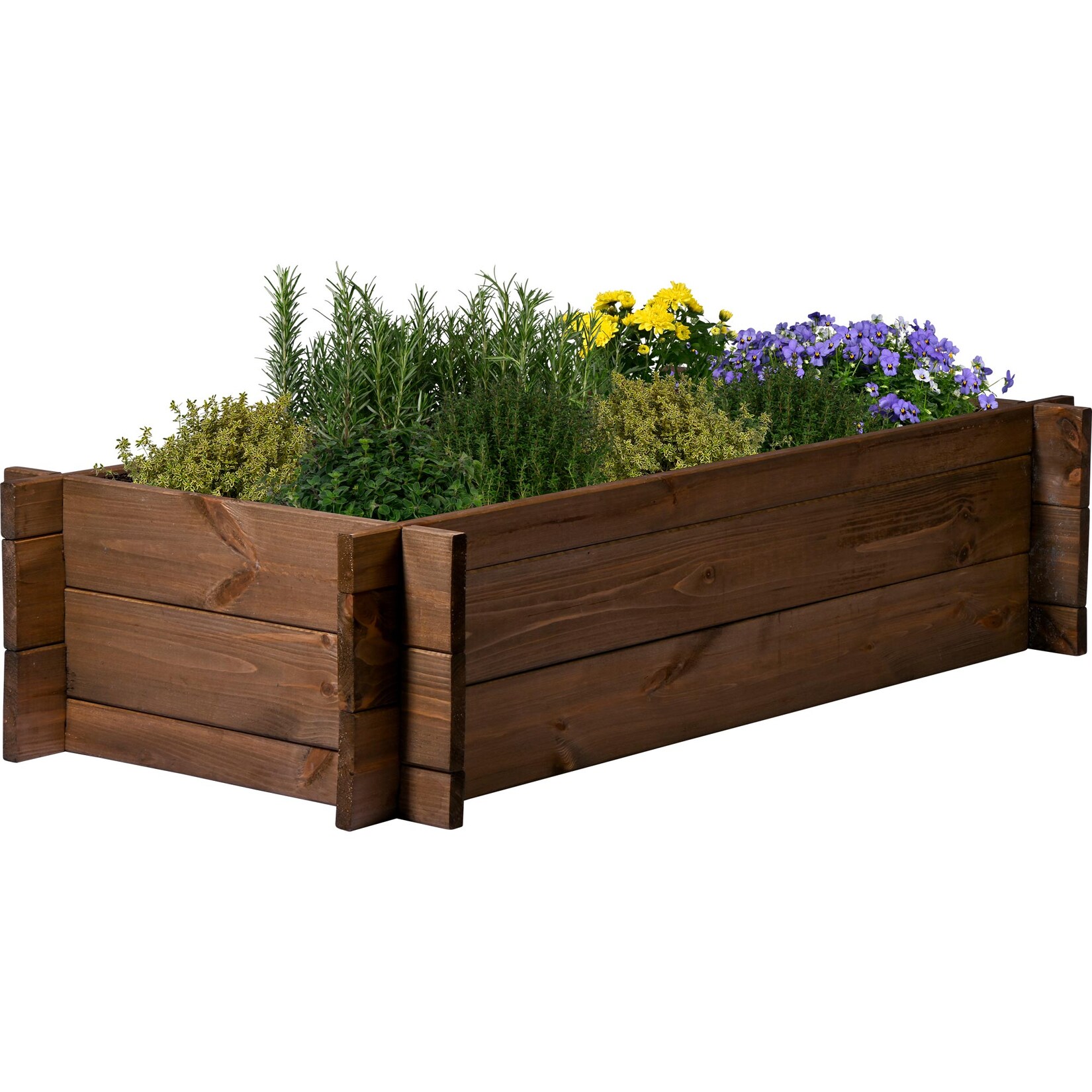 dobar Hochbeet mit Stecksystem, Pflanzkasten aus Massivholz, 117x58,5x27,5 cm, dunkelbraun, Kiefer
