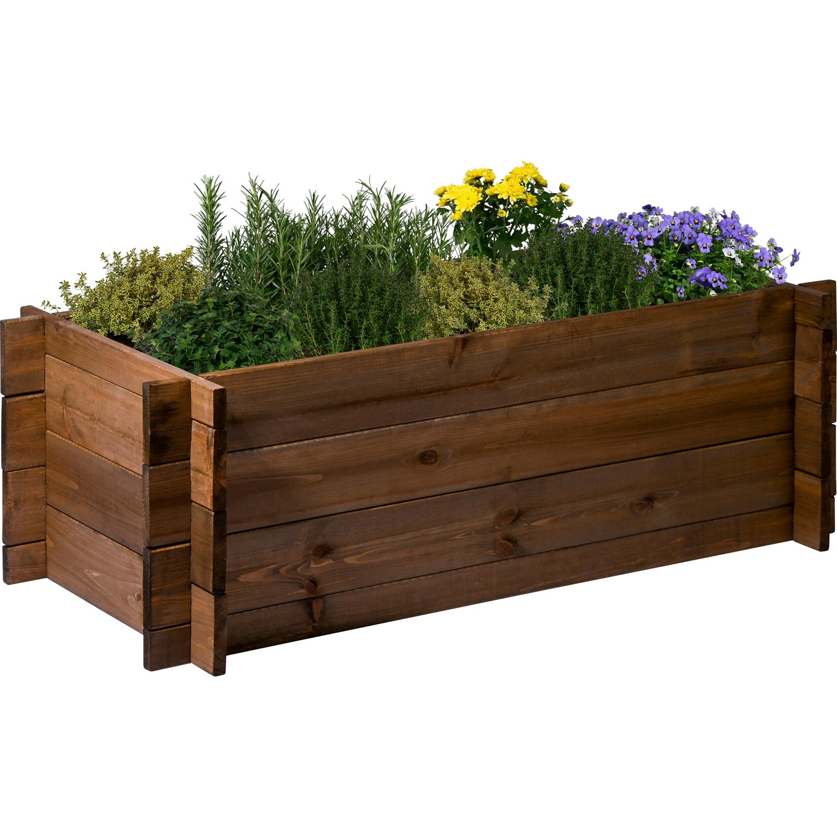 dobar Hochbeet mit Stecksystem, Pflanzkasten aus Massivholz, 117x58,5x38,5 cm, dunkelbraun, Kiefer