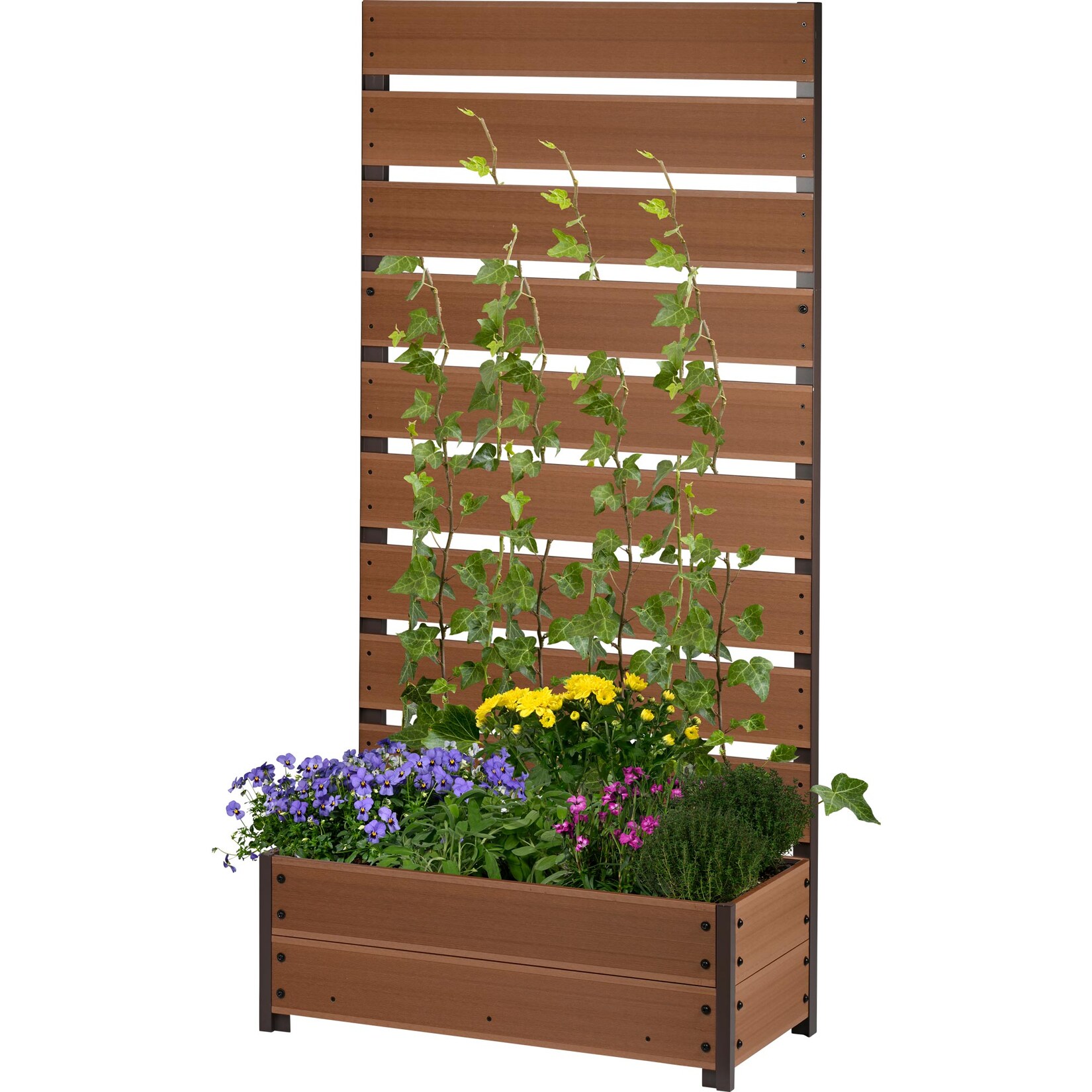 dobar WPC Pflanzkasten mit Rankgitter, Teak
