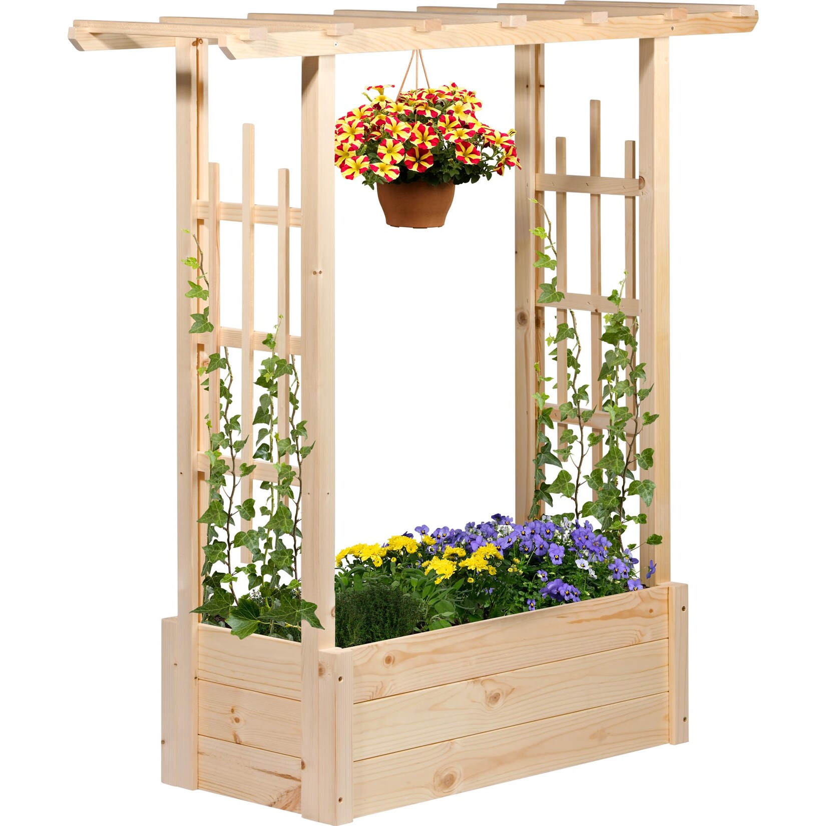 dobar Pflanzkasten Pergola aus Holz, Natur