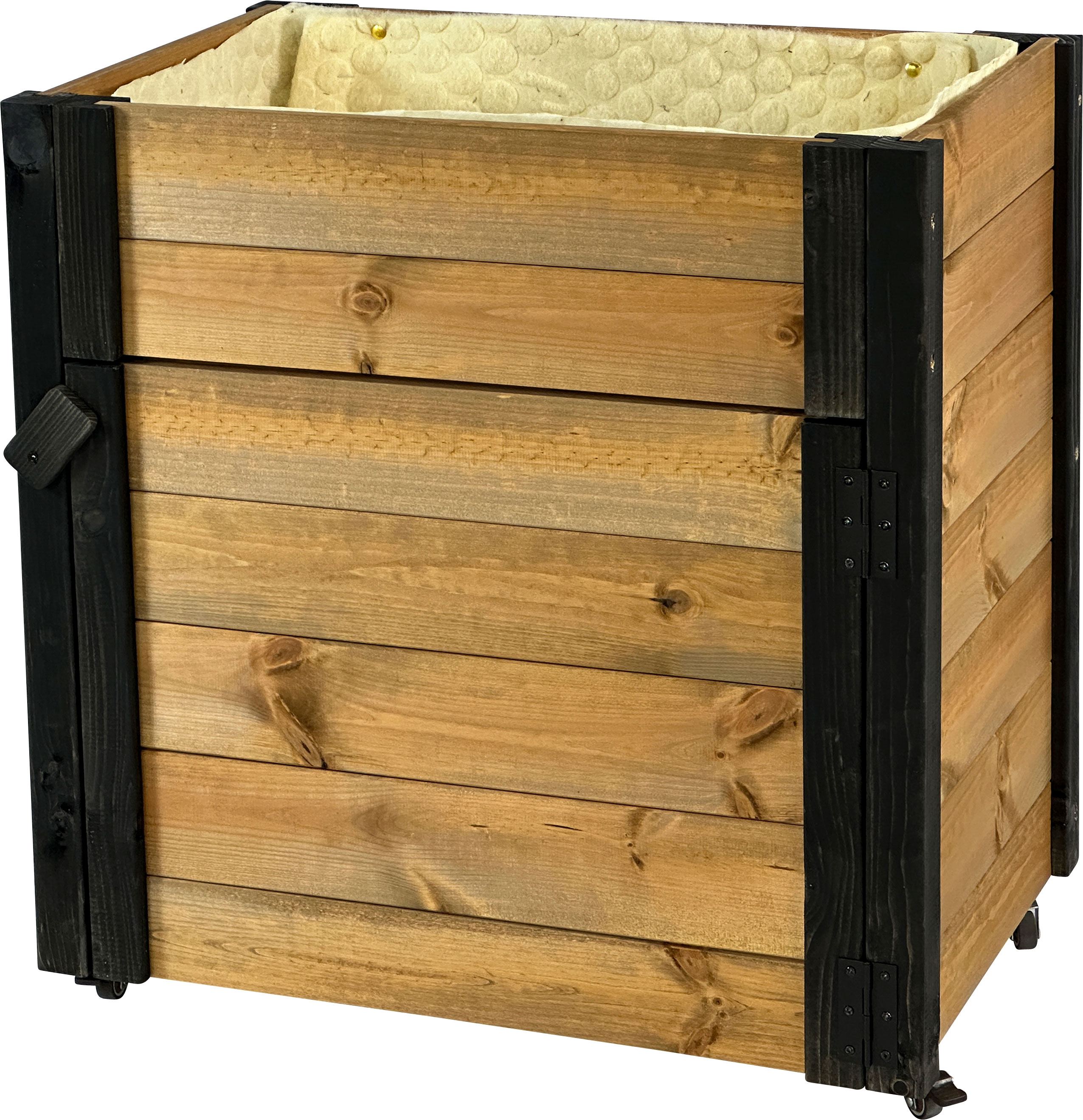 dobar Rollbarer Gartenschrank mit Pflanzkasten inkl. Schafswolle, Gr. M - Braun/Schwarz 