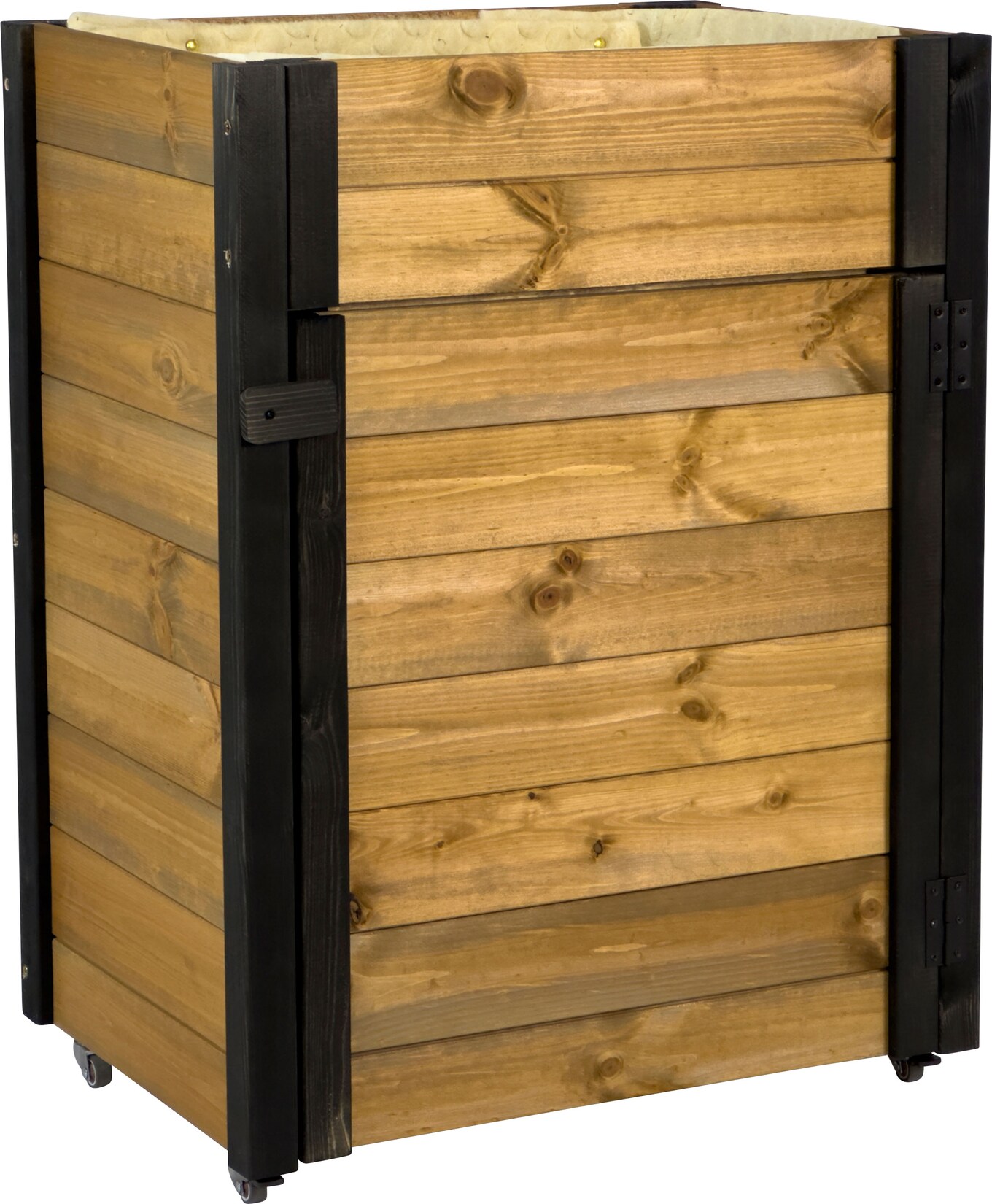 dobar Rollbarer Gartenschrank mit Pflanzkasten inkl. Schafswolle, Gr. L - Braun/Schwarz