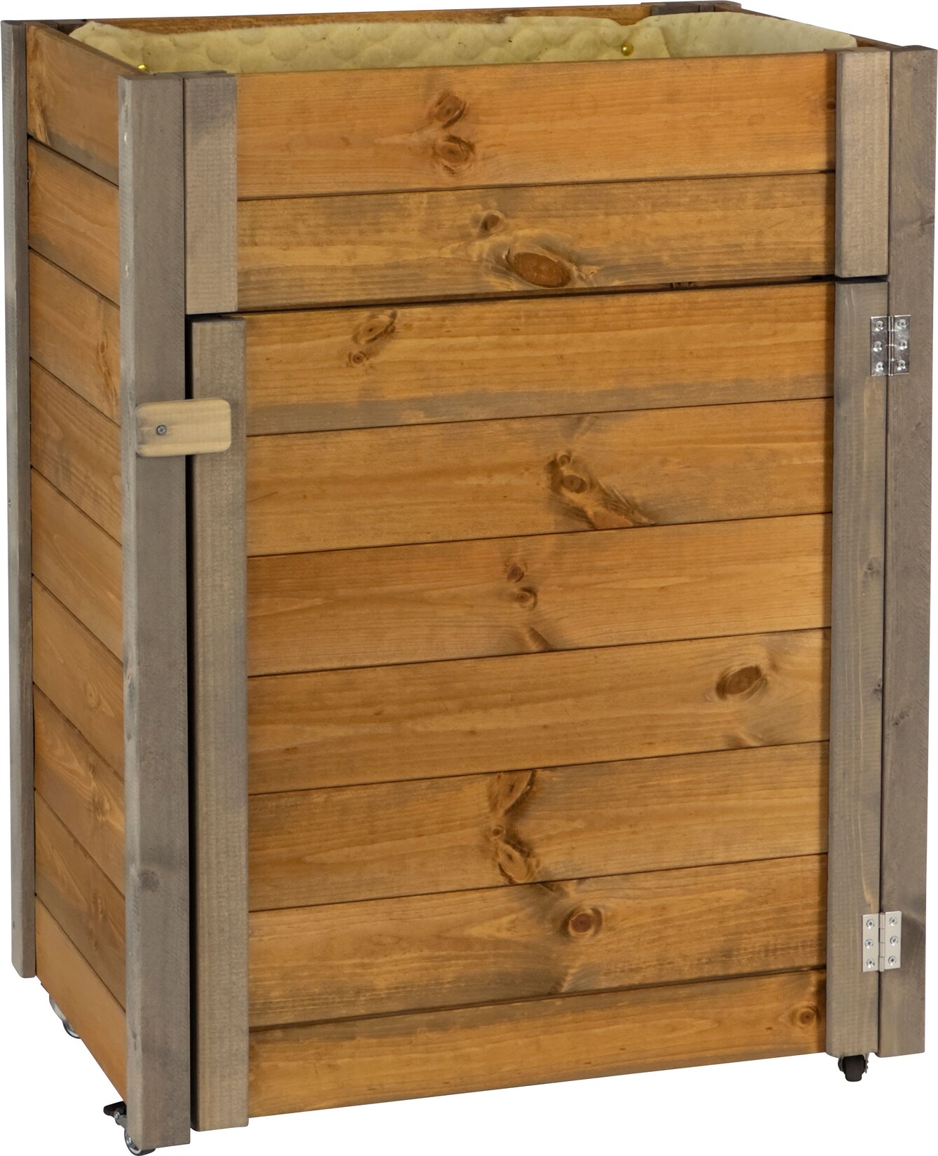 dobar Rollbarer Gartenschrank mit Pflanzkasten inkl. Schafswolle, Gr. L - Braun/Grau