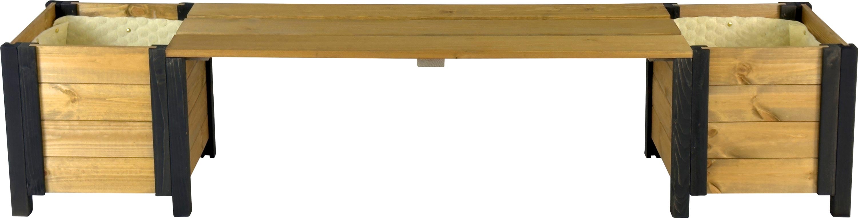 dobar Gartenbank "Svenja" mit Blumenk&auml;sten und Schafswolle, Schwarz-Braun 