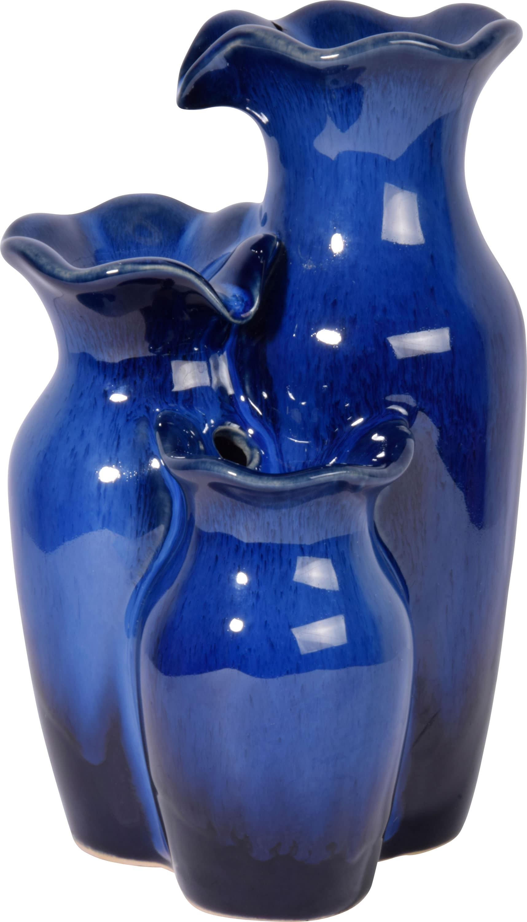 dobar Dreistufiger Design Zimmerbrunnen Keramik, Blau 