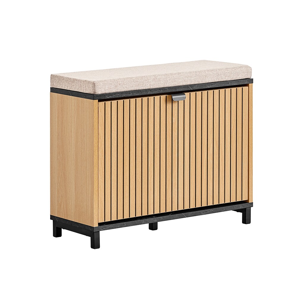 SoBuy Schuhbank mit 1 T&uuml;r Holzfarbe 60x24x50cm Nordisch 
