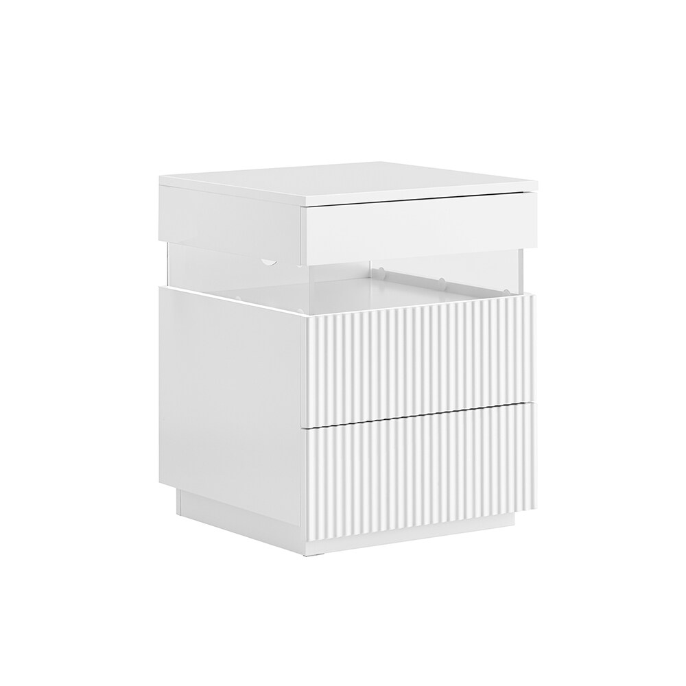 SoBuy Nachttisch mit 3 Schubladen Wei&szlig; 41x40x52cm Modern 