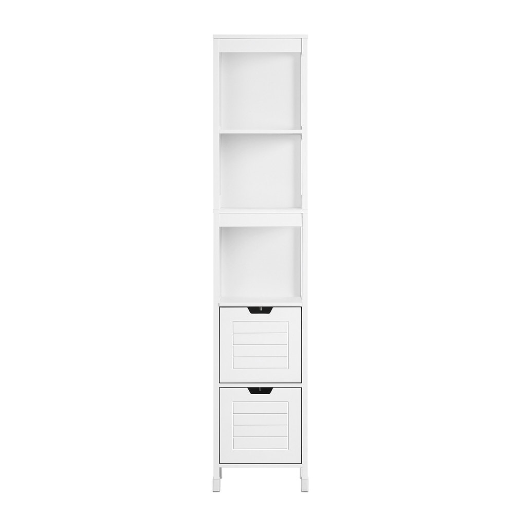SoBuy Badezimmer-Hochschrank mit 2 Schubladen Wei&szlig; 30x30x145cm Modern 