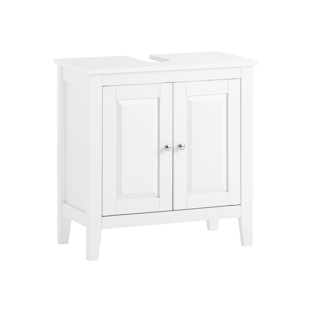 SoBuy Waschbeckenunterschrank mit 2 T&uuml;ren Wei&szlig; 60x30x62,5cm Rustikal 