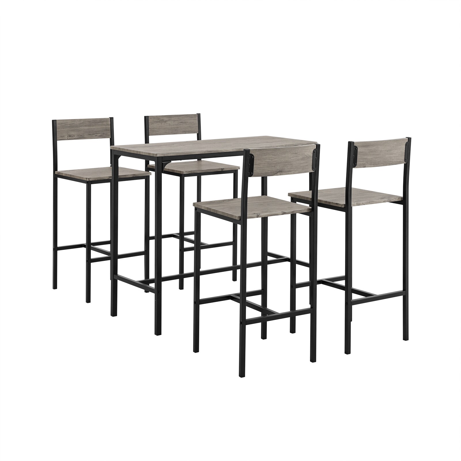 SoBuy Essgruppe mit 4 St&uuml;hlen Braun 100x45x87cm Industriell 