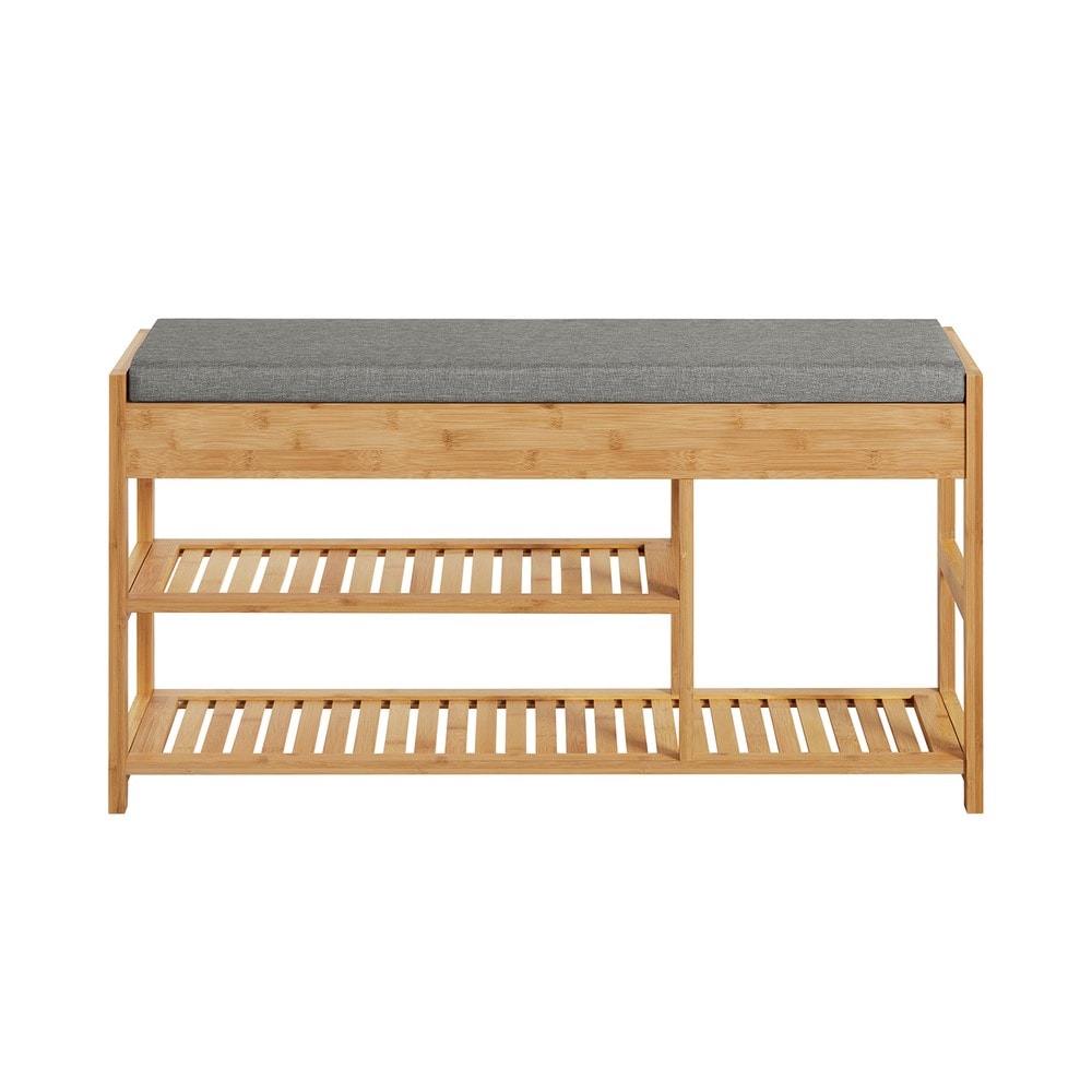 SoBuy Schuhbank mit 2 Schubladen Holzfarbe 90x30x45cm Klassisch 