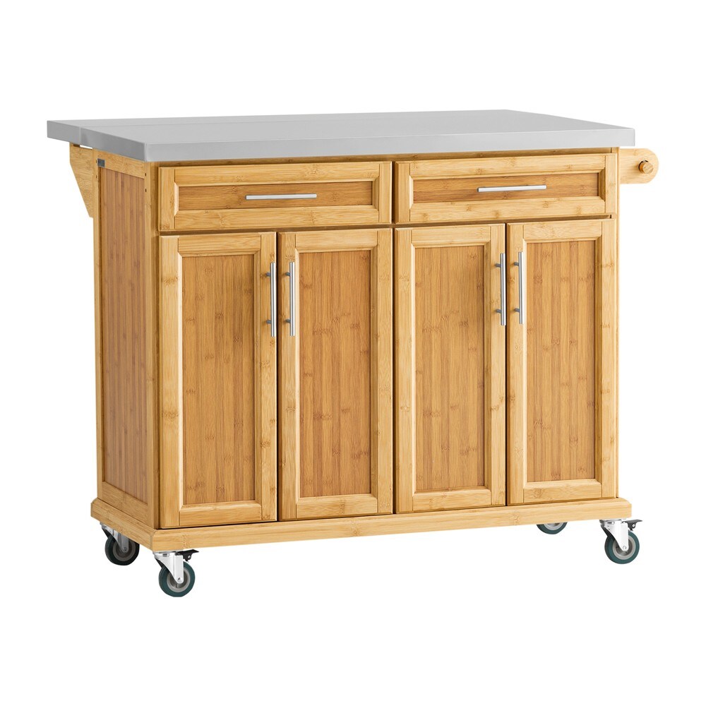 SoBuy K&uuml;cheninsel mit 2 Schubladen Holzfarbe 115x71x92,5cm Funktional 