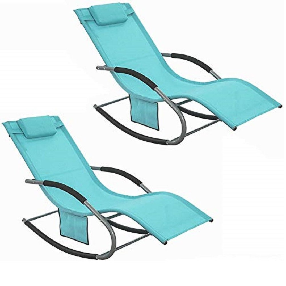 Schaukelstuhl-Set für 2 Personen für den Garten Türkis 150x63x87cm Industriell