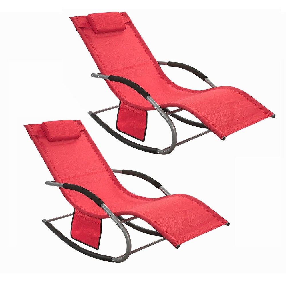 SoBuy Schaukelstuhl-Set f&uuml;r 2 Personen f&uuml;r den Garten Rot 147x63x85cm Industriell 