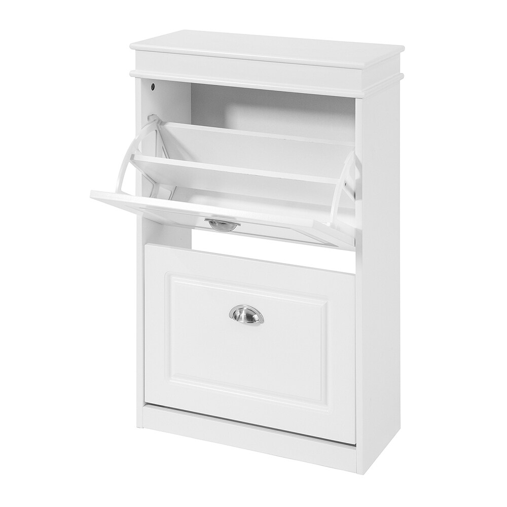 SoBuy Schuhbank mit 2 T&uuml;ren Wei&szlig; 104x24x52cm Funktional 