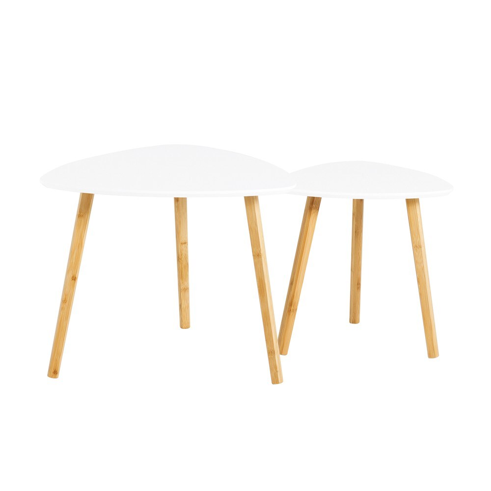 SoBuy Set aus 2 Satztischen Wei&szlig; 56x55x45cm Modern 