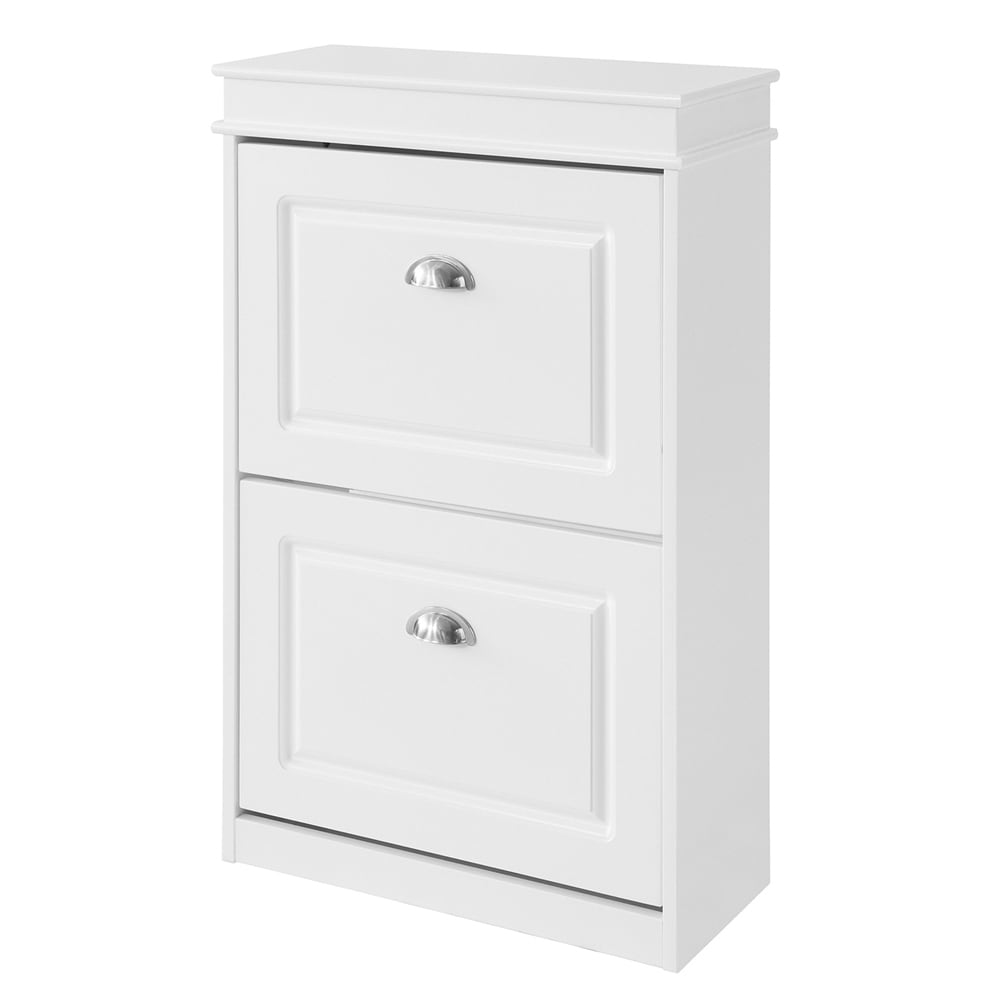 SoBuy Schuhschrank mit 2 T&uuml;ren Wei&szlig; 53,5x23,8x82,5cm Modern 