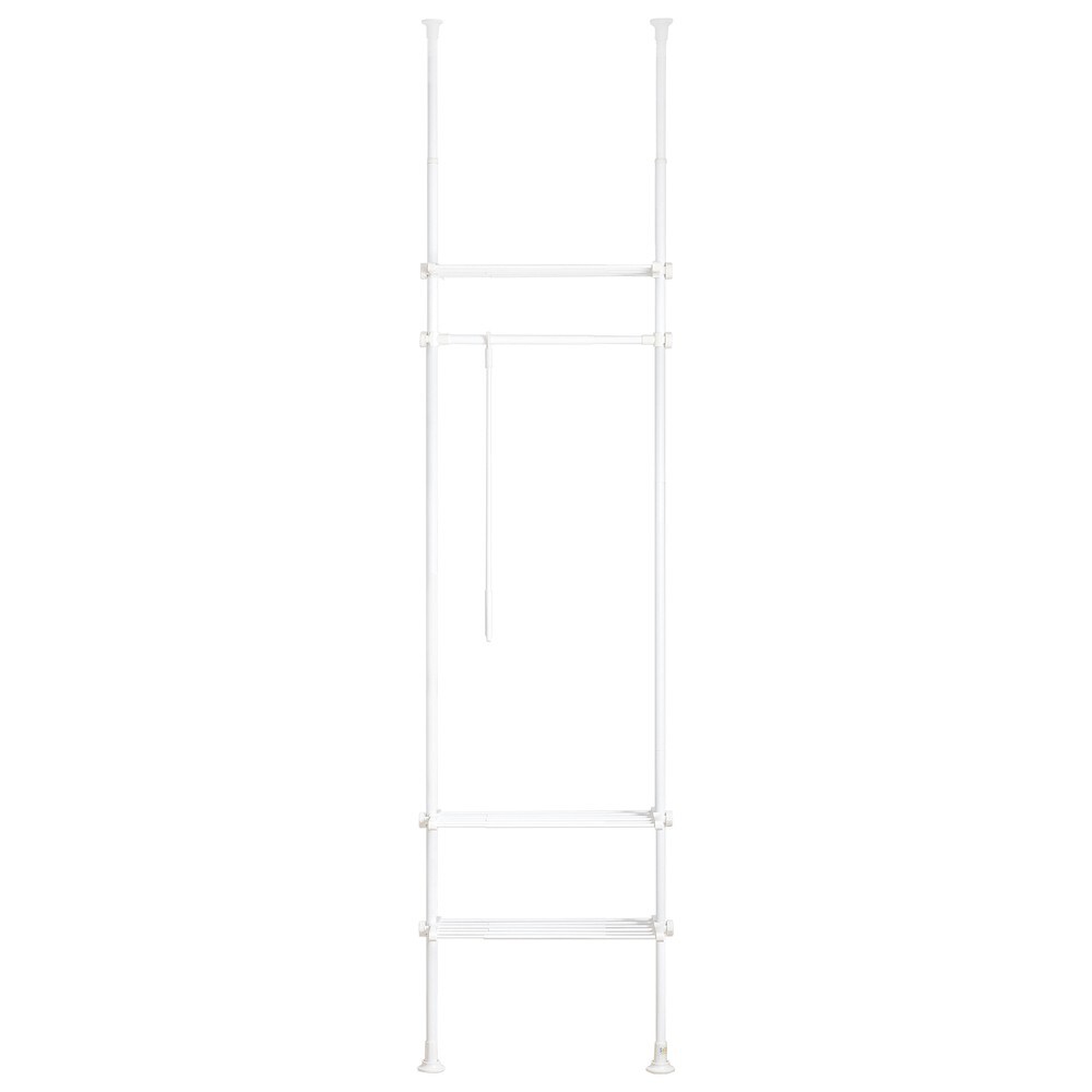 SoBuy Garderobenständer mit 1 Ablage Weiß 80x27x300cm Funktional Image