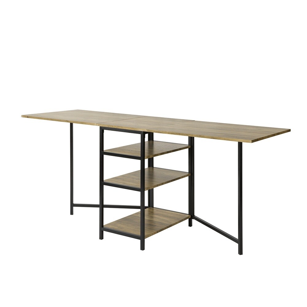 SoBuy Schreibtisch mit 3 Regalen Holzfarbe 180x60x76,5cm Funktional 