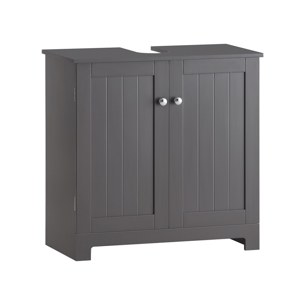 SoBuy Waschbeckenunterschrank mit 2 T&uuml;ren Dunkelgrau 60x30x60cm Funktional 