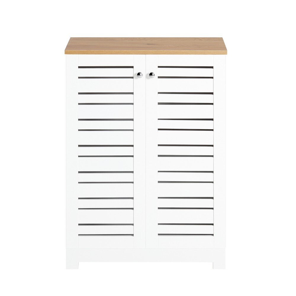 SoBuy Badunterschrank mit 2 T&uuml;ren Wei&szlig; 60x30x81,5cm Rustikal 