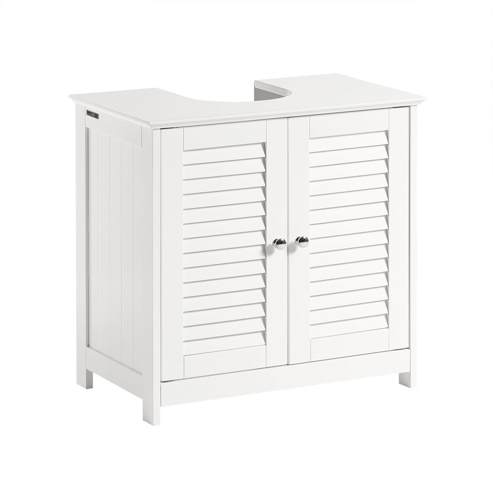 SoBuy Waschbeckenunterschrank mit 2 T&uuml;ren Wei&szlig; 60x35x58cm Rustikal 