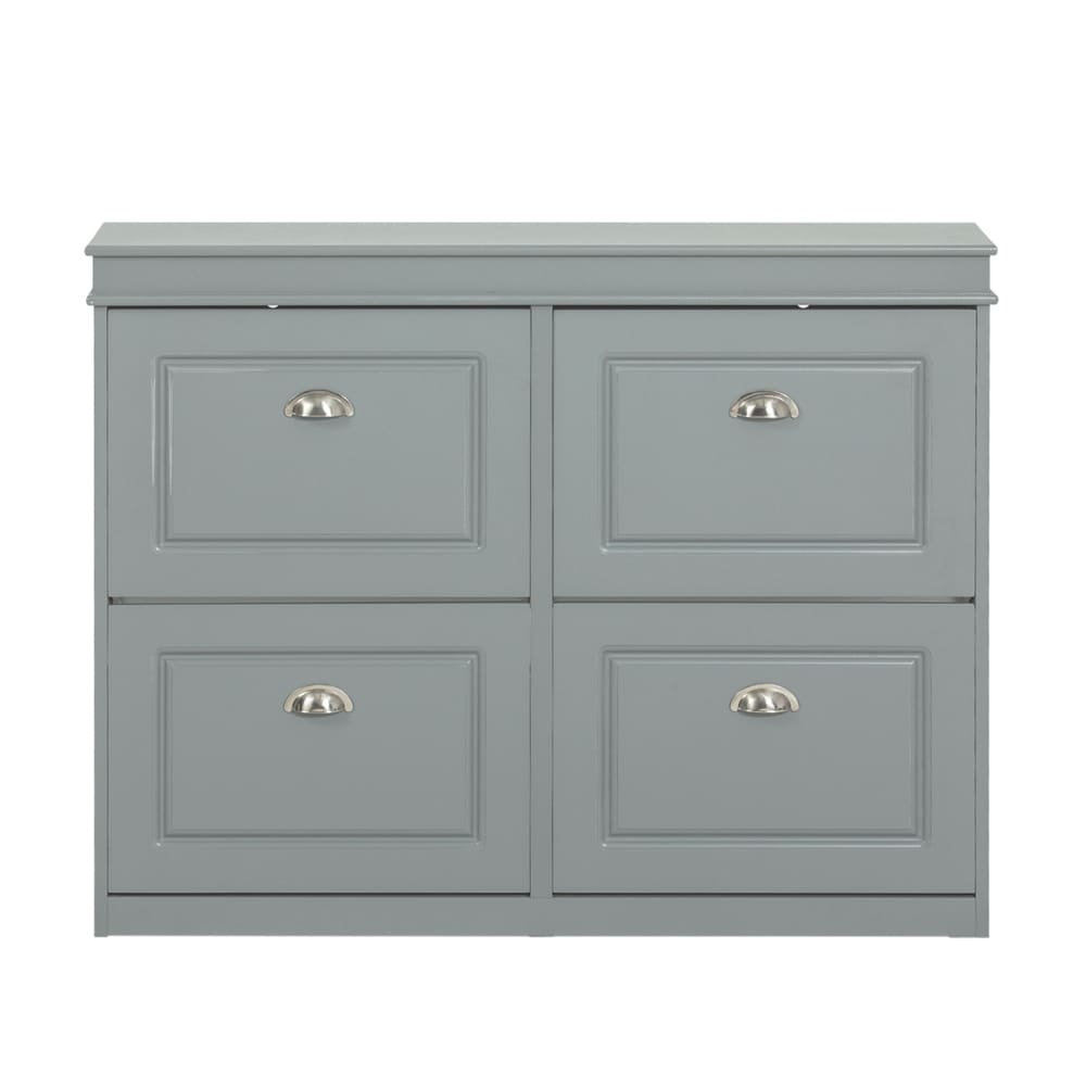 SoBuy Schuhschrank mit 4 T&uuml;ren Hellgrau Modern 