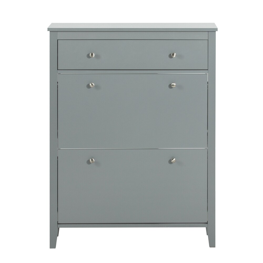 SoBuy Schuhschrank mit 1 Schublade Hellgrau 80x25x108cm Modern 