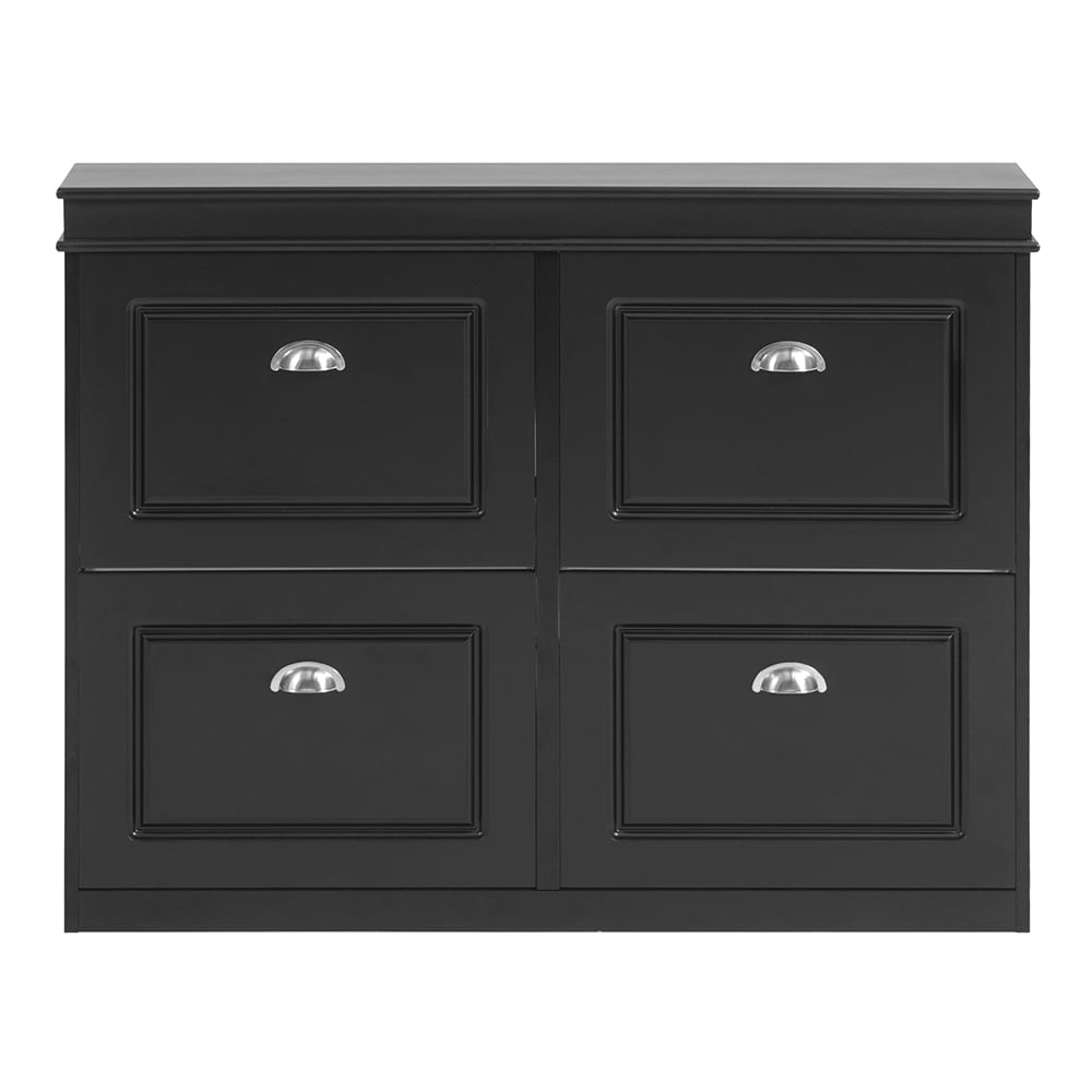 SoBuy Schuhschrank mit 4 T&uuml;ren Schwarz 105x24x83cm Modern 