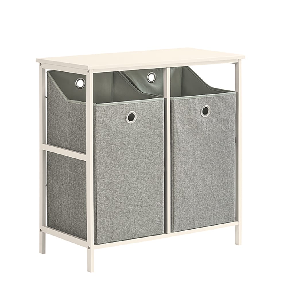 SoBuy W&auml;scheschrank mit 2 faltbaren W&auml;schek&ouml;rben Wei&szlig; 77x38x80cm Funktional 