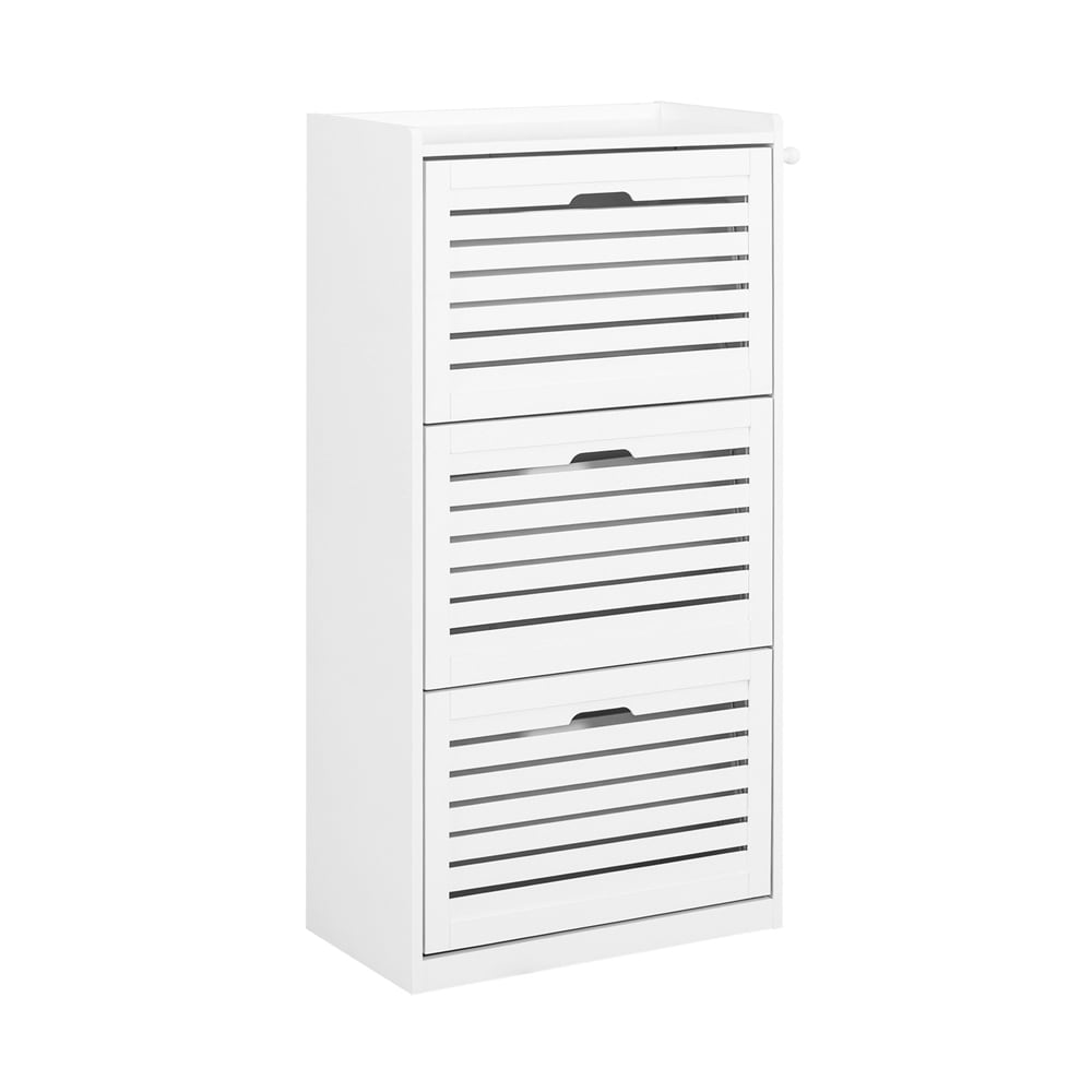 SoBuy Schuhschrank mit 3 T&uuml;ren Wei&szlig; 55x30x112cm Modern 