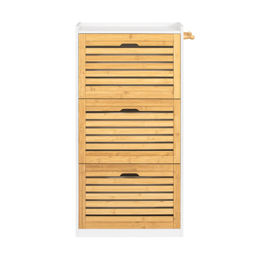 SoBuy Schuhschrank mit 3 T&uuml;ren Holzfarbe 55x30x112cm Modern 