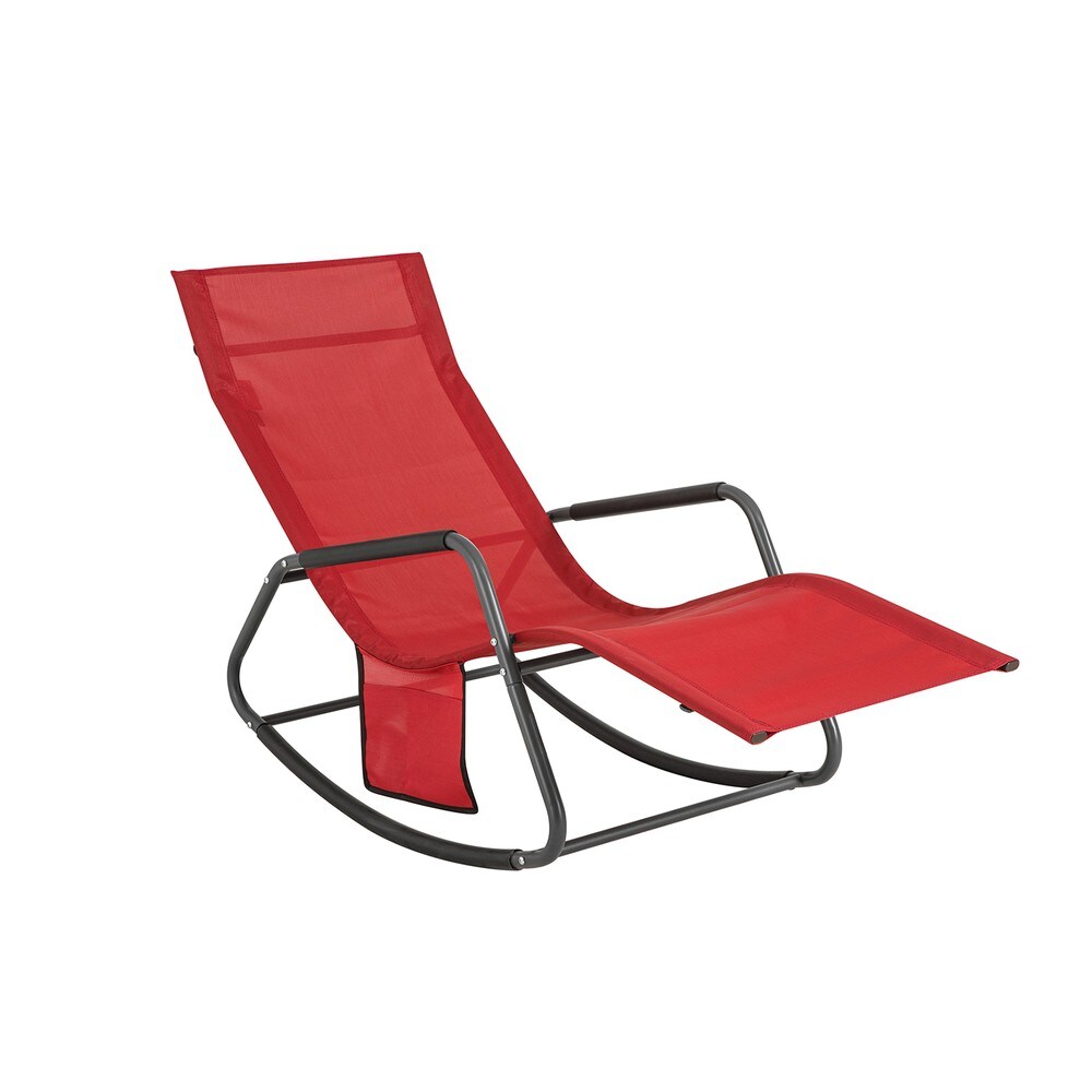 Schaukelstuhl für den Garten mit Seitentasche Rot 145x57x84cm Industriell