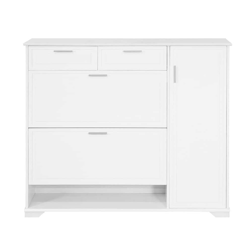 SoBuy Schuhschrank mit 1 Schublade Wei&szlig; 120x26x110cm Modern 