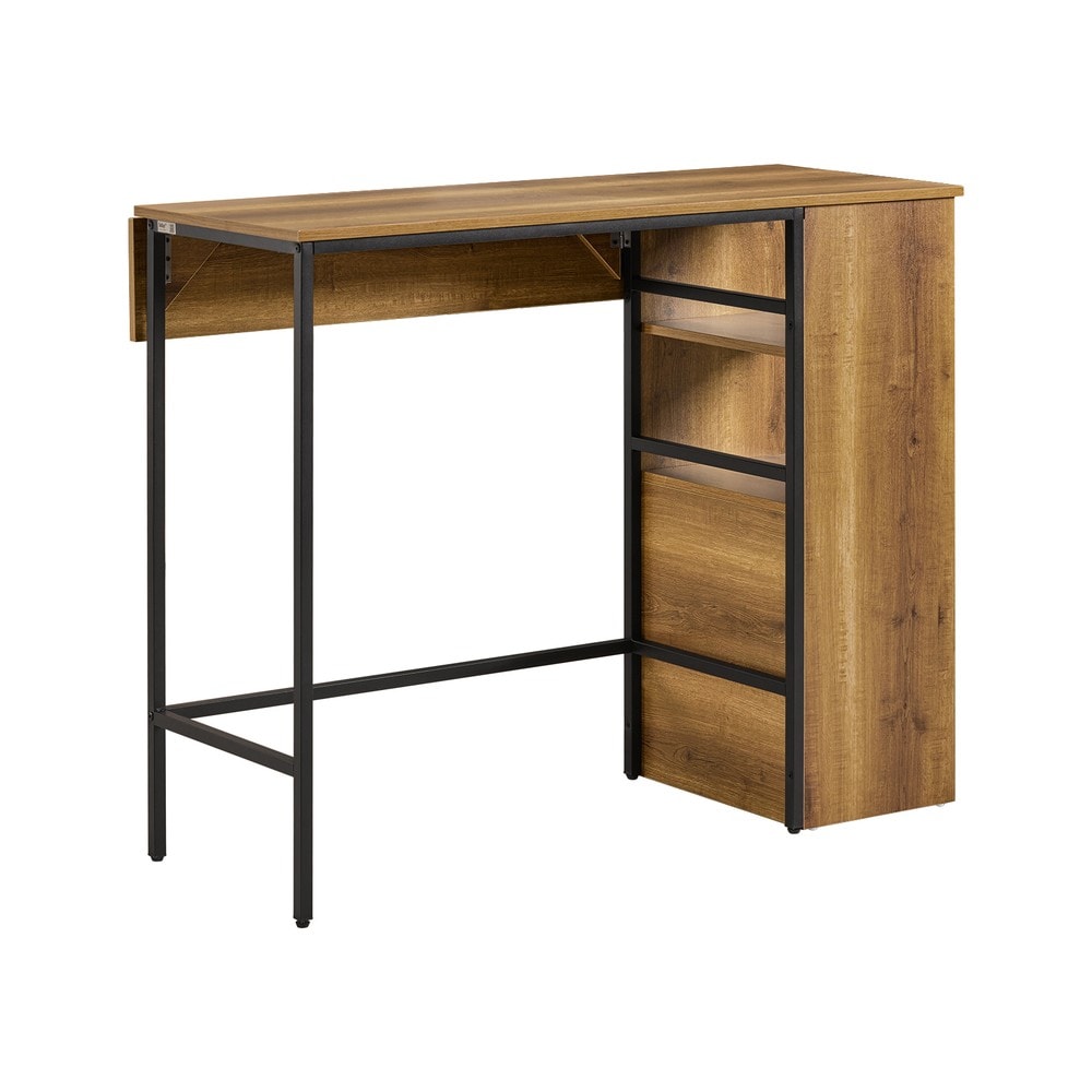 SoBuy Bartisch mit erweiterbarer Tischplatte Dunkelbraun 120x65x95cm Industriell 