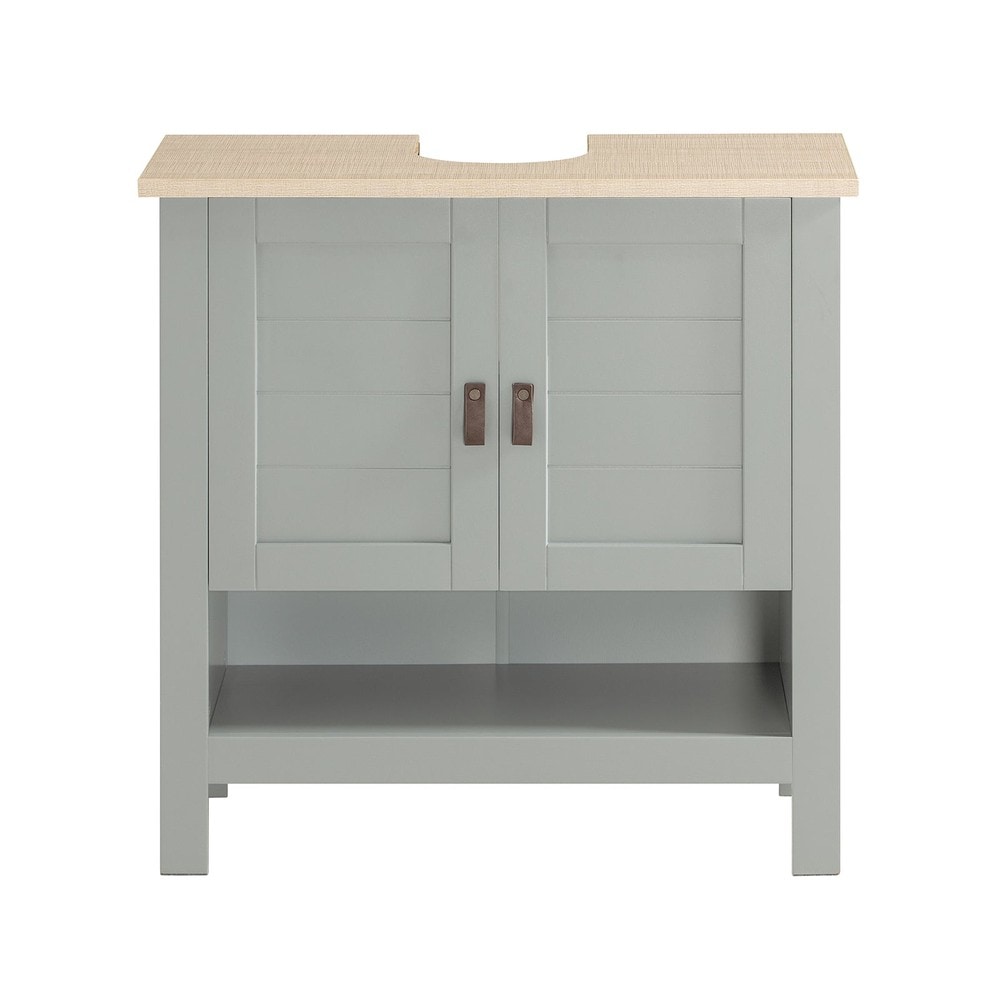 SoBuy Waschbeckenunterschrank mit 2 T&uuml;ren Hellgrau 60x30x60cm Modern 