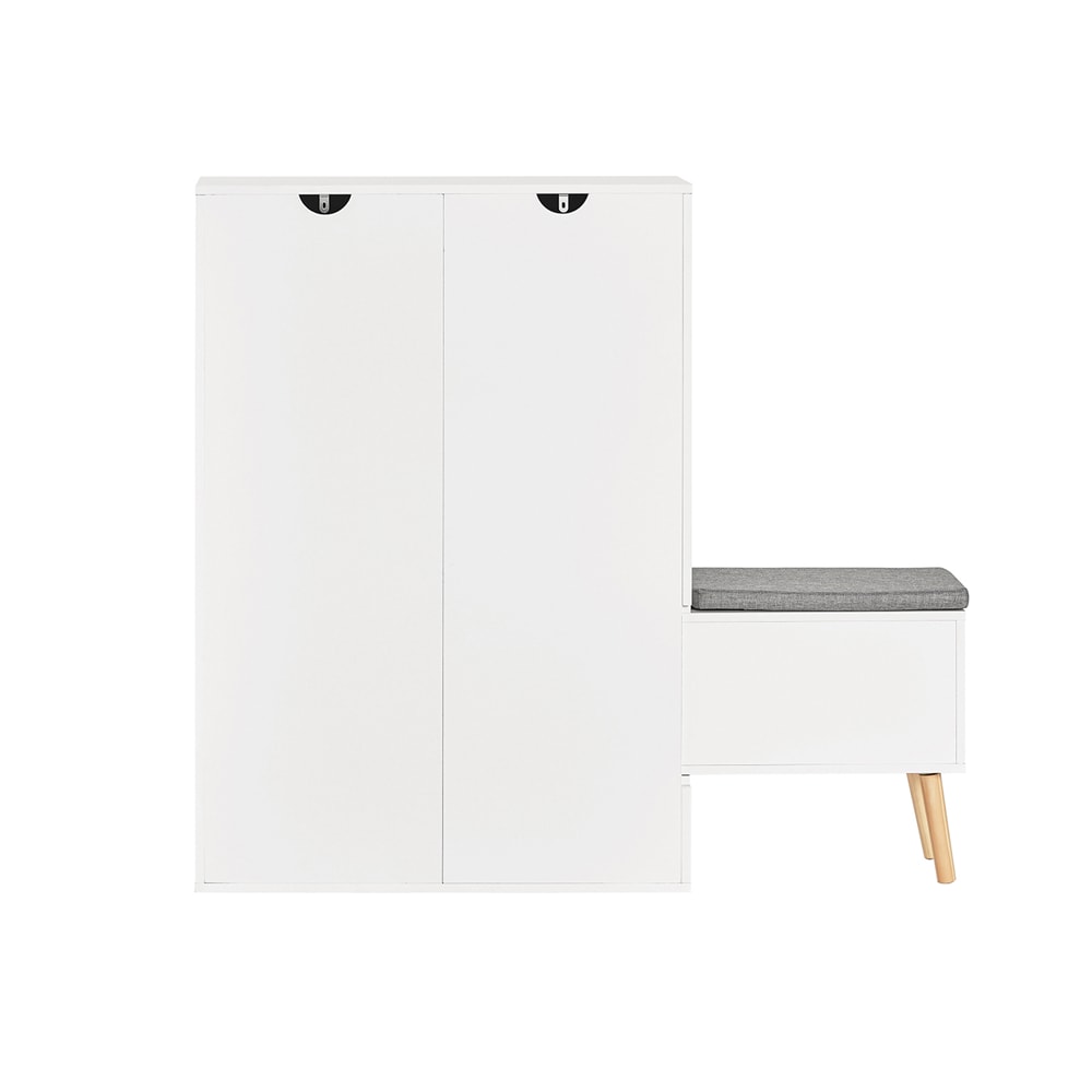 SoBuy Schuhschrank mit 2 Schubladen Wei&szlig; 124x24x114,5cm Modern 