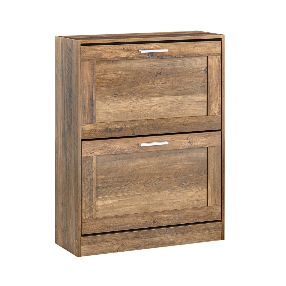 SoBuy Schuhschrank mit 2 T&uuml;ren Braun 59,5x23x79,5cm Vintage 