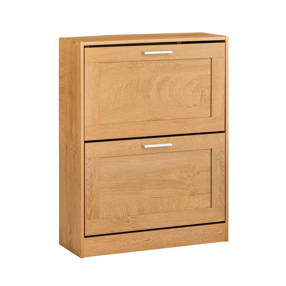 SoBuy Schuhschrank mit 2 T&uuml;ren Holzfarbe 59,5x23x79,5cm Funktional 