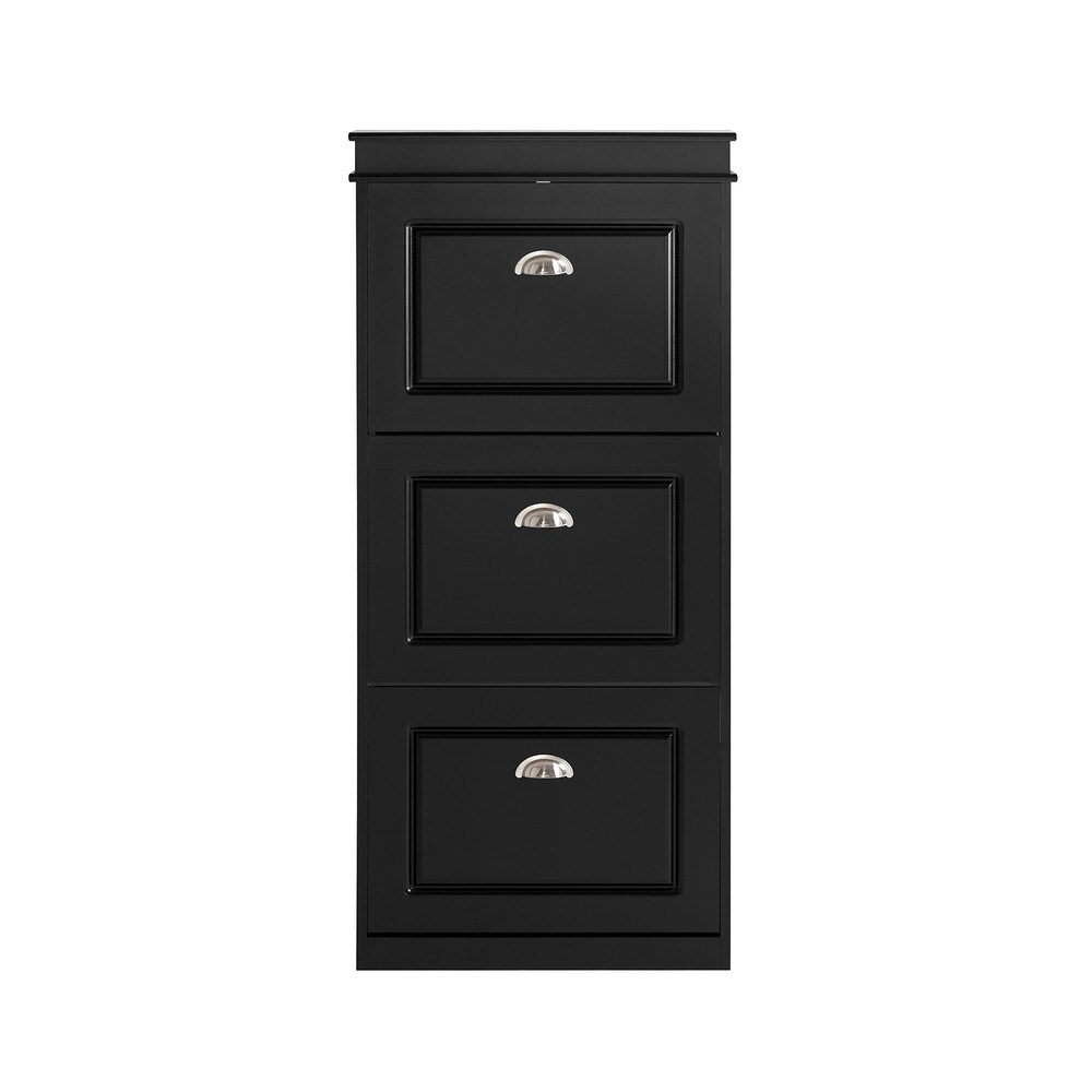 SoBuy Schuhschrank mit 3 T&uuml;ren Schwarz Modern 