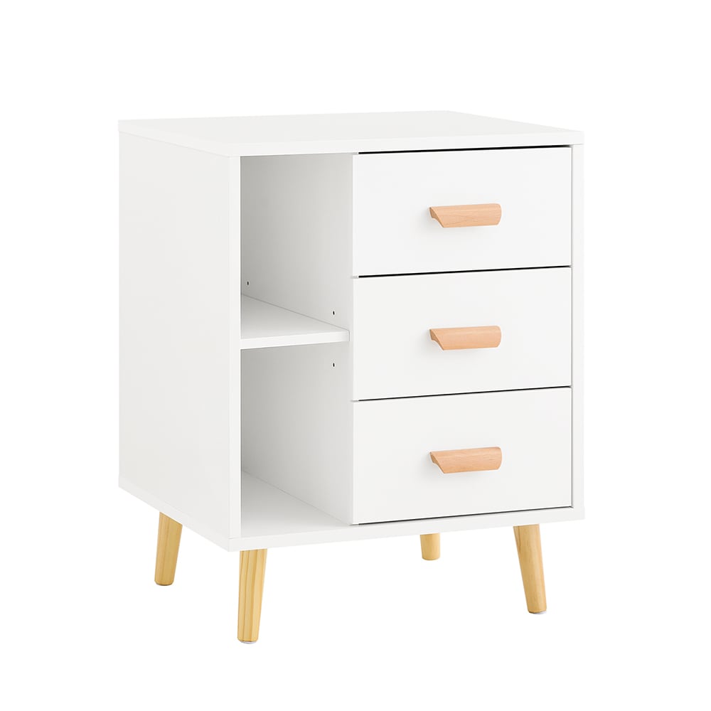 SoBuy Nachttisch mit 3 Schubladen Wei&szlig; 48x40x60cm Modern 