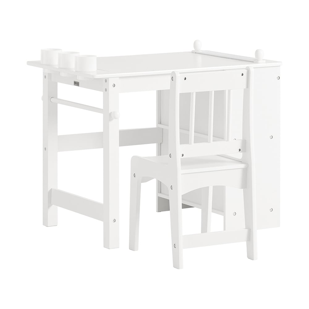SoBuy Kindertisch mit Stuhl und 2 Regalbrettern Wei&szlig; 80x50x60cm Nordisch 